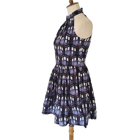 Dr. Who Police Public Call Box‎ Fit and Flare Babydoll Dress - Picture 5 of 7